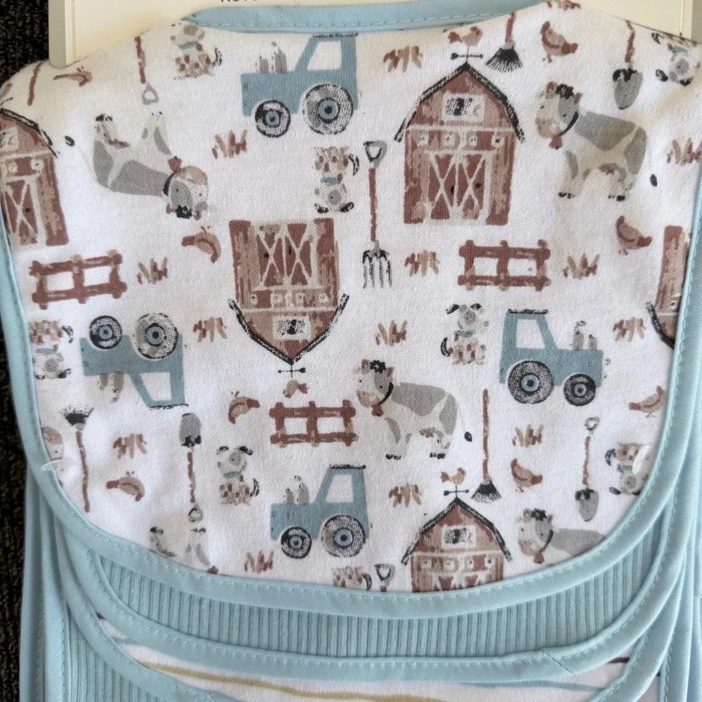 Modern Baby 3 bibs and 2 burp cloths - tractor/barn/cow print